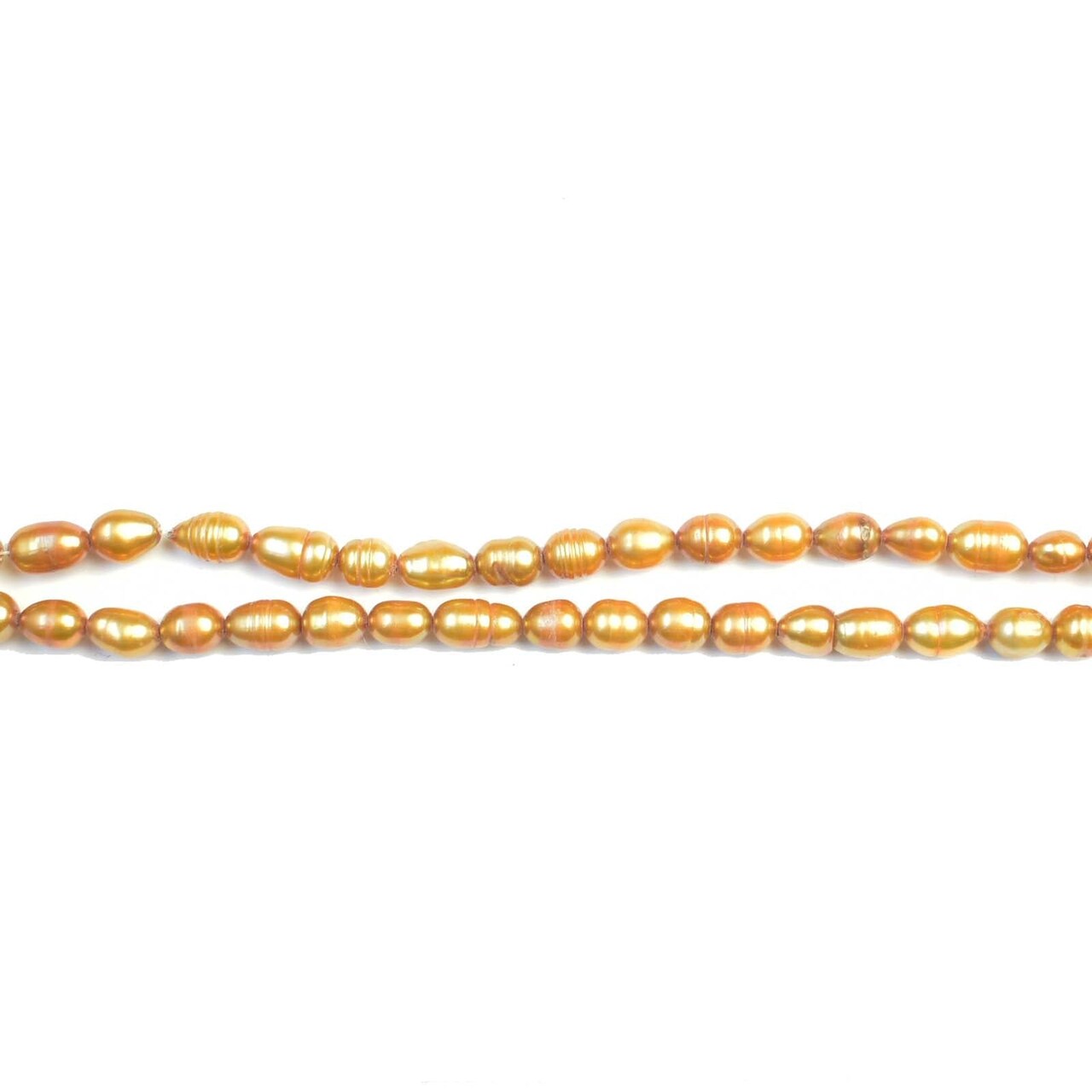 Orange Dyed Fresh Water Pearls Rice (Hole Through Length) 5.5x7-8mm Beads